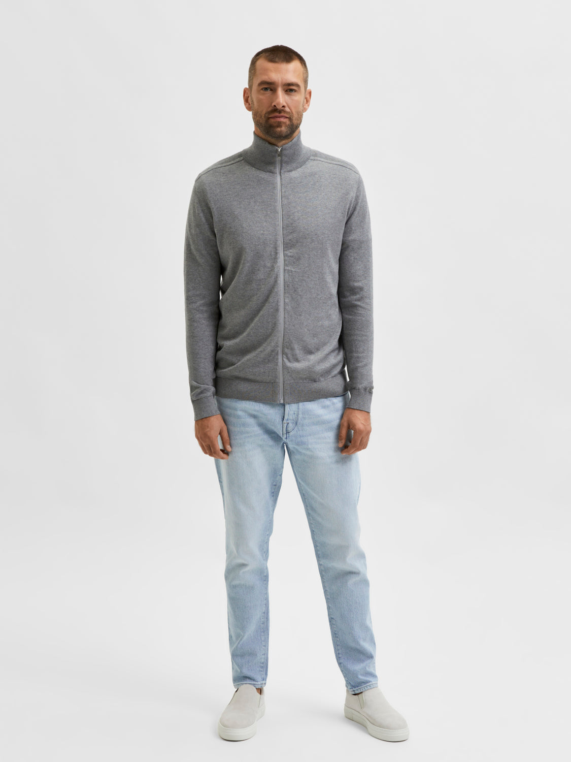 Berg fullzip cardigan - Grå/ Medium Grey Melange